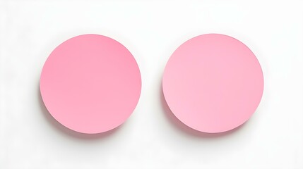 Two Pink round Paper Notes on a white Background. Brainstorming Template with Copy Space
