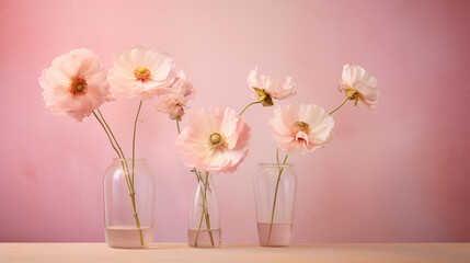 Elegant Pink Flowers in Glass Vases