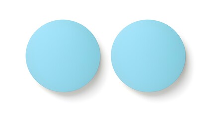 Two Sky Blue round Paper Notes on a white Background. Brainstorming Template with Copy Space