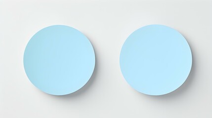 Two Sky Blue round Paper Notes on a white Background. Brainstorming Template with Copy Space