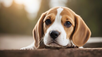 beagle dog portrait Beagle puppy over white background 