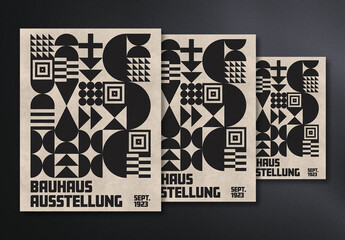 Bauhaus Poster Design Layout with Retro Pattern Shapes