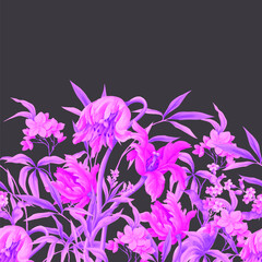 Border with vintage tulips. Vector.