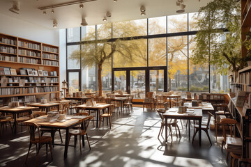 World Book Day. Stack of books. Cafe bookstore