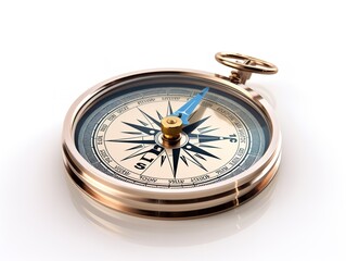 Fototapeta na wymiar Compass Pointing North Direction and Purpose Isolated on White Background AI Generated