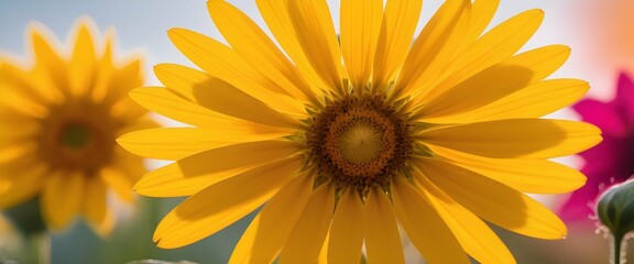 Obraz premium Golden Crop Sunlit Close-up of a Blossoming Flower with Yellow Petals