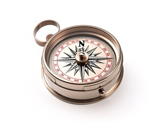Fototapeta na wymiar Compass Pointing North Direction and Purpose Isolated on White Background AI Generated