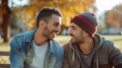 Fototapeta premium Casual Love: A Gay Couple’s Sunny Day