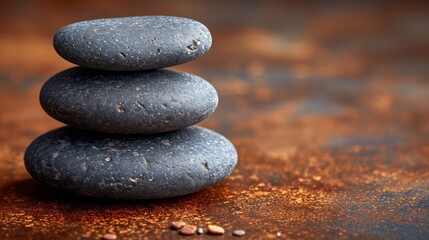 Pebbles balancing, on a gold background. Sea pebble. Colorful pebbles. For banner, wallpaper, meditation, yoga, spa, the concept of harmony, ba lance. Copy space for text