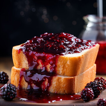 P&atilde;o fatiado com geleia de amora