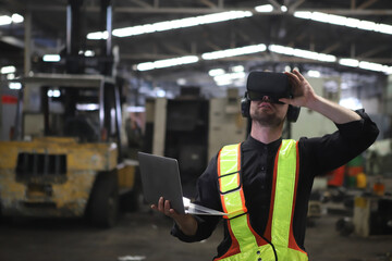  Young Engineer Working with AI factory