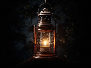 Lantern Glowing in Darkness Hope and Guidance Isolated on White Background AI Generated