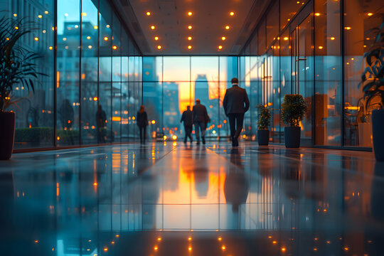 blurred businessmen preparing for meeting at the office