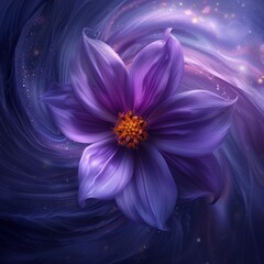 surreal lilac flower in swirl. Beautiful nature concept. Generative AI