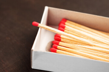 Opened box of matches. Conceptual idea