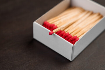 A box of matches with one pushed forward