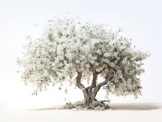 Olive Tree Full Bloom Peace and Prosperity Isolated on White Background AI Generated