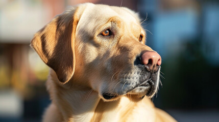 A close-up of a guide dog's attentive expression, highlighting the intelligence and dedication of these remarkable animals