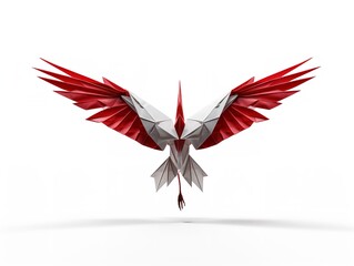 Obraz premium Origami Crane Taking Flight Hope and Elegance Isolated on White Background AI Generated