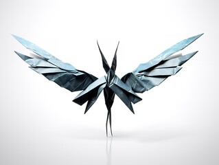 Origami Crane Taking Flight Hope and Elegance Isolated on White Background AI Generated