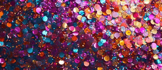 Naklejka premium Glittery sequined texture, shining colorful background Generative AI.
