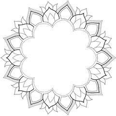 Floral Mandala design in black color. Dot work and line work. Tattoo design
