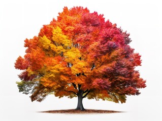 Tree with Multicolored Leaves Diversity and Change Isolated on White Background AI Generated