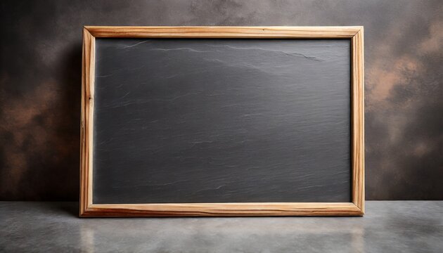 slate board with wood frame on background