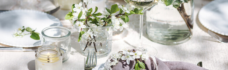 Rustic elegant eco friendly zero waste trendy wedding reception table decor with fresh spring apple...