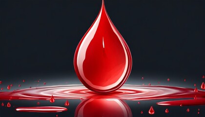 red blood drop bright and shiny on background file vibrant blood drop element isolated - obrazy, fototapety, plakaty