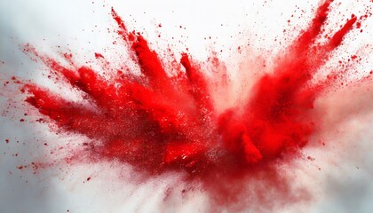 bright red holi paint color powder festival explosion burst white background industrial print concept background - obrazy, fototapety, plakaty