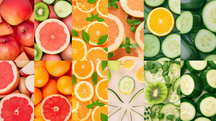 Scrumptious Fruits and Vegetables Platter on Nine Different Backgrounds