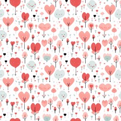 Fototapeta premium Seamless pattern for Valentine's Day, cute boho style seamless pattern patter