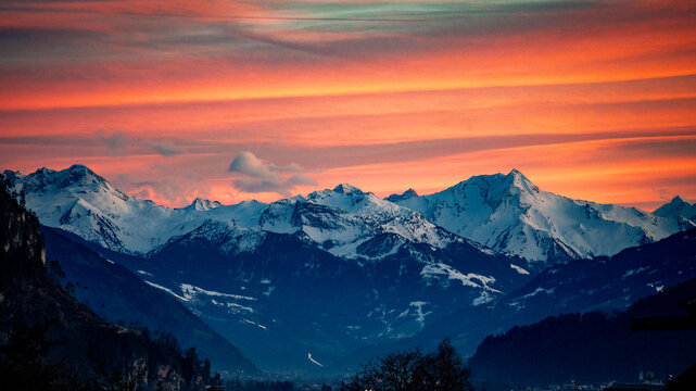 sunset in the mountains winter © aBSicht