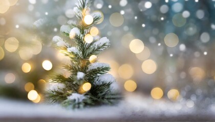 christmas winter blurred background xmas tree with snow decorated with garland lights holiday festive background widescreen backdrop new year winter art design wide screen holiday border