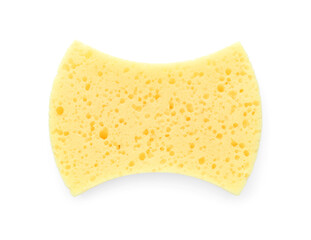 One yellow sponge isolated on white, top view