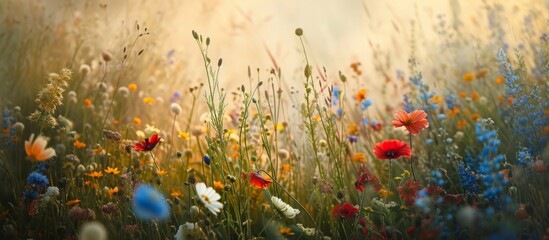 Obraz na płótnie Canvas Embracing the Untamed Beauty of Wild Flowers in Nature's Wonderland: A Celebration of Wild, Flower-Filled Landscapes