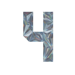 Low Poly 3D Number 4 in Dispersion Diamond glass