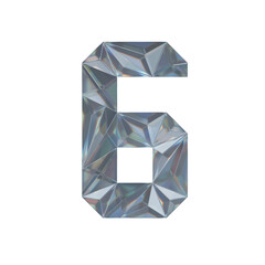 Low Poly 3D Number 6 in Dispersion Diamond glass