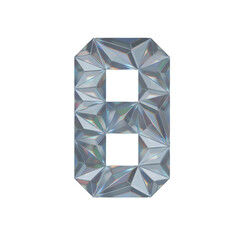 Low Poly 3D Number 8 in Dispersion Diamond glass