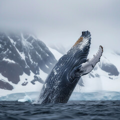 Majestic Humpback Whale Breaching in Polar Waters
