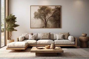 A visual representation of a well-lit living room with ample natural light, showcasing comfortable seating arrangements and inviting decor. minimalism detailed photography