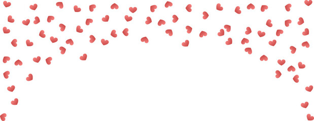 Red heart confetti background for Valentine's Day isolated on white background