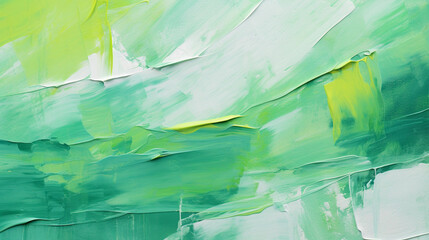 close up of abstract rough green and gold canvas painting texture
