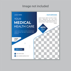 Medical social media post template. Suitable for social media, websites, and banners. Healthcare or medical social media post template design.