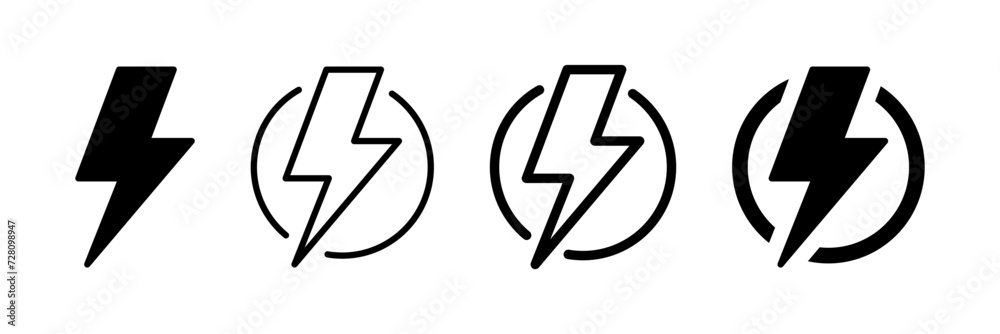 Poster flash thunder power icon, flash lightning bolt icon with thunder bolt - electric power icon symbol -