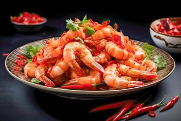 asian food, sauted shrimp dish