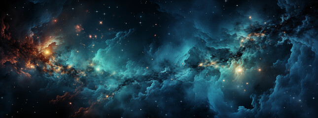Fototapeta na wymiar fantasy scifi gaseous nebula and stars in space bacground banner