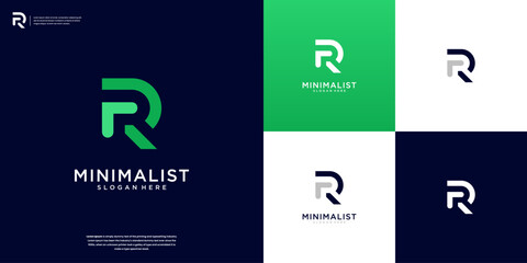 Modern abstract simple Letter R logo.