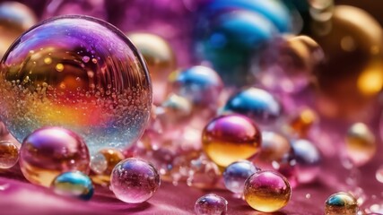 Beautiful soap bubbles in delicate pastel colors, colorful background with bubbles shimmering in the light.Ai generative